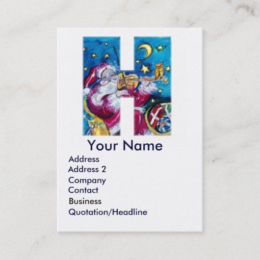 CHRISTMAS H LETTER/INSPIRED SANTA MONOGRAM VISITEKAARTJE (Voorkant)