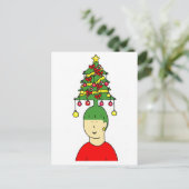 Christmas Hairstyle Cartoon Humor Feestdagenkaart (Staand voorkant)