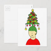 Christmas Hairstyle Cartoon Humor Feestdagenkaart (Voorkant / Achterkant)