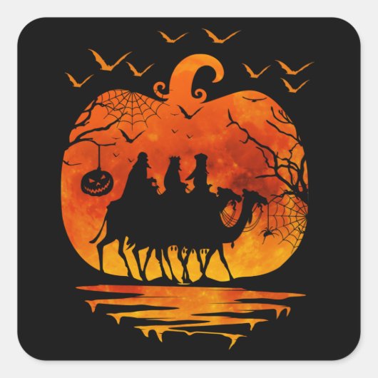 CHRISTMAS HALLOWEEN COSTUME PUMPKIN CHRISTMAS GIFT VIERKANTE STICKER (Voorkant)
