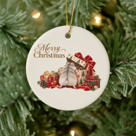 Christmas Hamster Exploring Gifts Ornament (Boom)