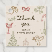 Christmas Hand Drawn Bridal Shower Bedankjes Labels (Voorkant)