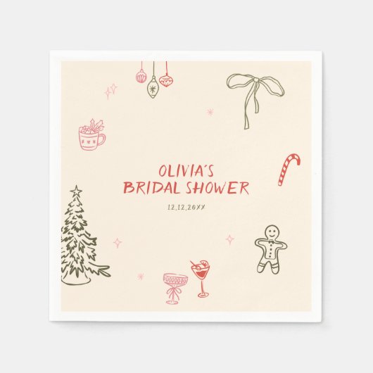 Christmas Hand Drawn Bridal Shower  Servet (Voorkant)