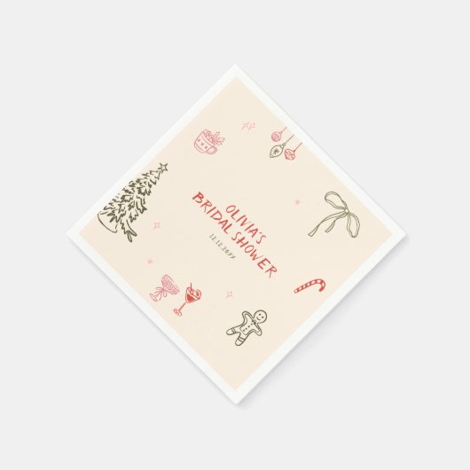 Christmas Hand Drawn Bridal Shower Servet (Hoek)
