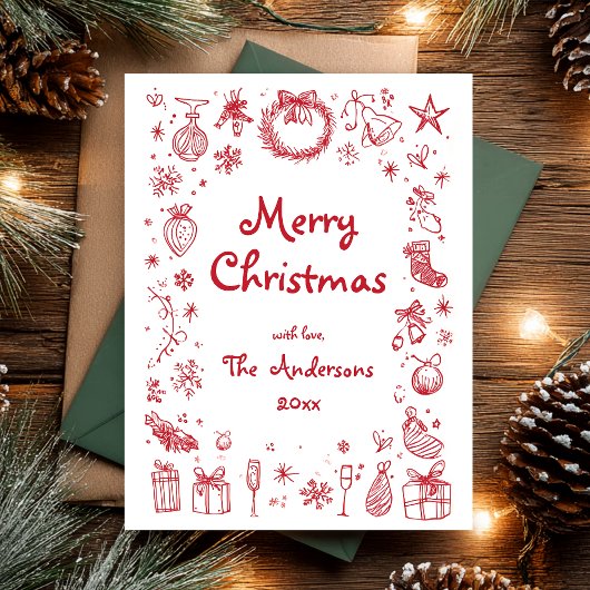 Christmas Hand Drawn  Feestdagenkaart