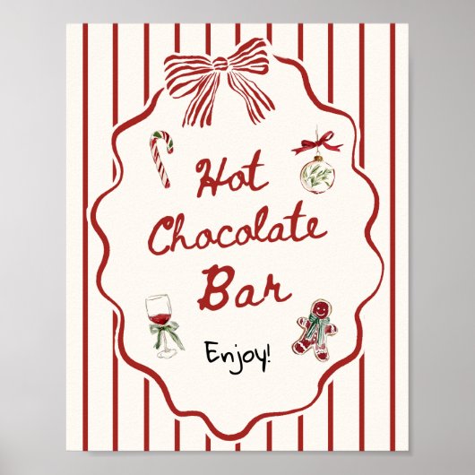 Christmas Hand Drawn Hot Chocolate Bar Poster (Voorkant)