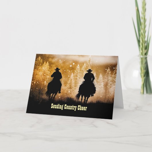 Christmas Happy Holidays Country Western Cowboys Kaart (Voorkant)