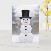 Christmas Happy Snowman Wearing a Top Hat Kaart (Gele Bloem)