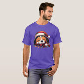 Christmas Hat Christmas Fairy Lights Beagle family T-shirt (Voorkant volledig)