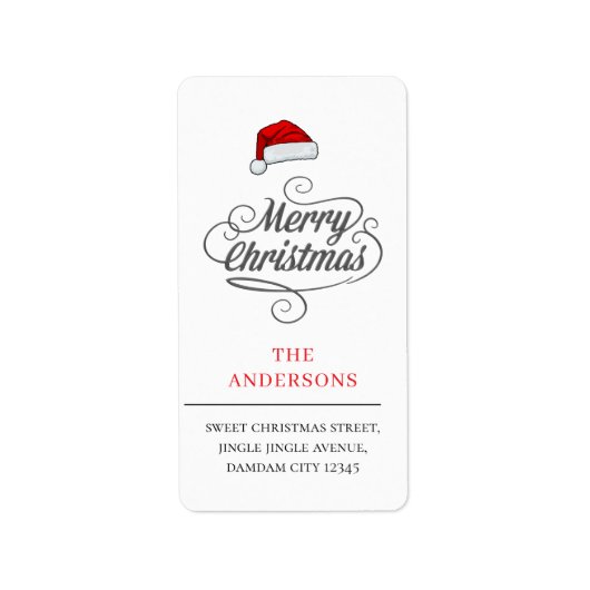 Christmas Hat Elegant Simple Return Address Etiket (Voorkant)