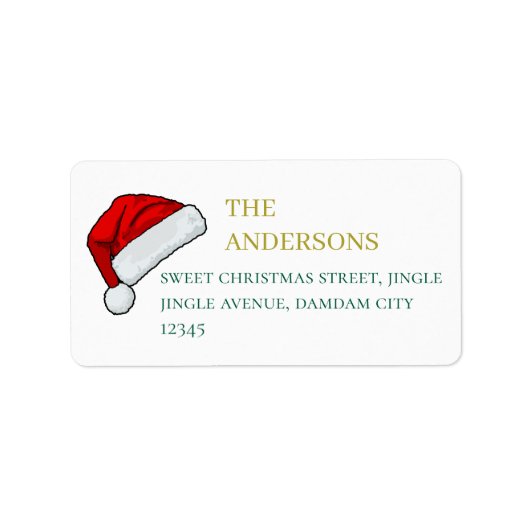 Christmas Hat Elegant Simple Return Address Etiket (Voorkant)