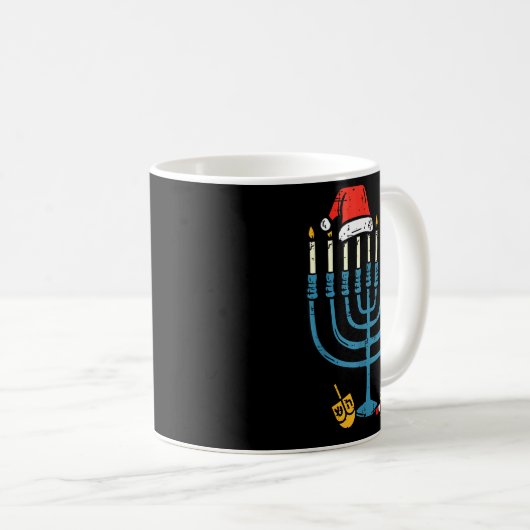 Christmas Hat Menorah Jew Hanukkah Chanukah Men Wo Koffiemok (Voorkant rechts)