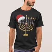 Christmas Hat Menorah Jew Hanukkah Chanukah Men Wo T-shirt (Voorkant)