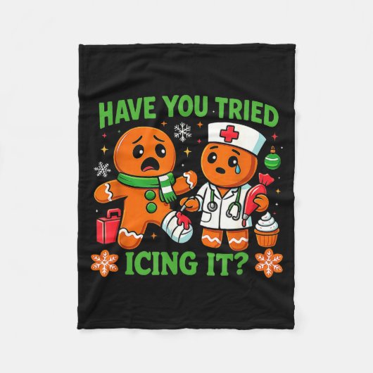 Christmas Have You Tried Icing It Gingerbread Icu  Fleece Deken (Voorkant)