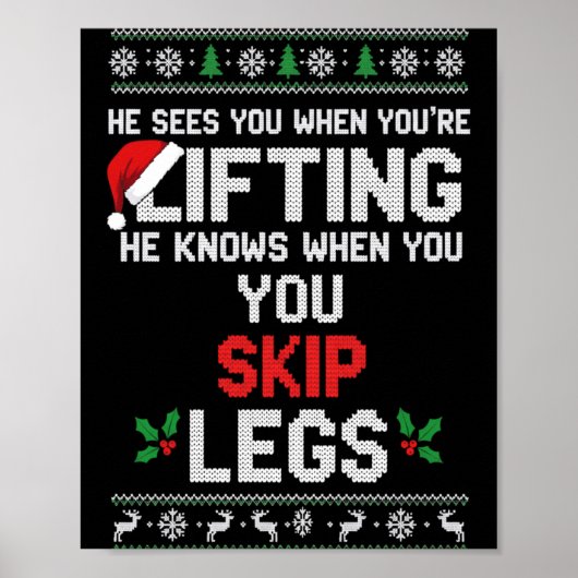 Christmas He Sees You When You're Lifting He Knows Poster (Voorkant)