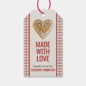 Christmas Heart Cookie | Tartan Plaid Cadeaulabel (Voorkant)
