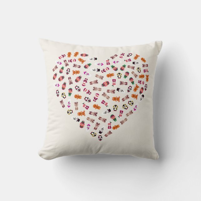 Christmas Heart Pillow | Festive Holiday Decor Cus Kussen (Voorkant)