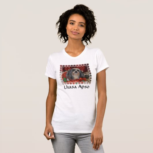 Christmas Hearts Lhasa Apso T-shirt (Voorkant volledig)