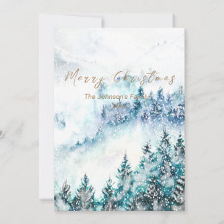 Christmas heavy snow pine forest 2 card kaart