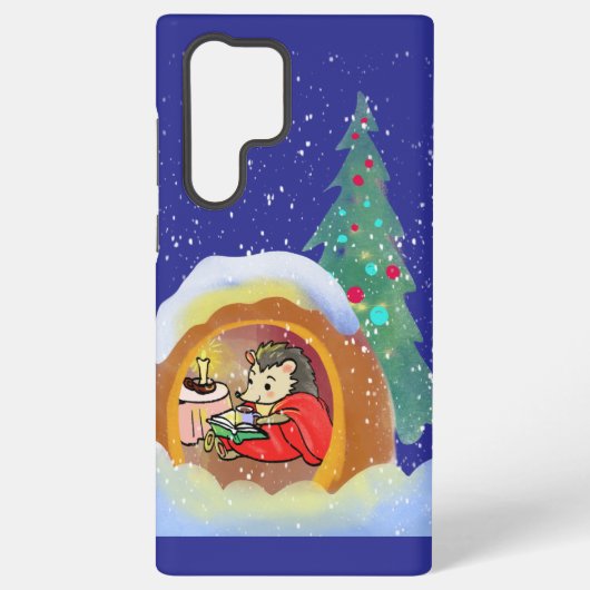 Christmas hedgehog and Christmas tree Samsung Galaxy Hoesje (Achterkant)