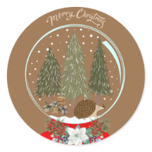 Christmas Hedgehog Snow Wereldbol Sticker