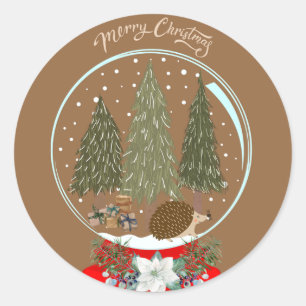 Christmas Hedgehog Snow Wereldbol Sticker