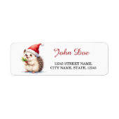 Christmas Hedgehog with Holly Return Address Label (Voorkant)