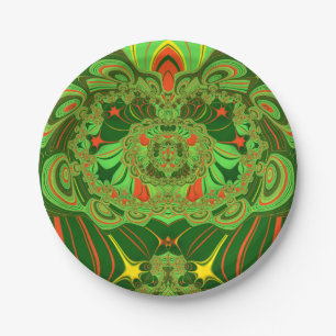 CHRISTMAS ~ , helderrood, geel, groen Papieren Bordje