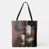Christmas Hereford Cow and Calf Tote Bag (Voorkant)