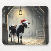 Christmas Hereford Cow In Barn Doorway Muismat (Voorkant)