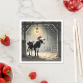 Christmas Hereford Cow In Barn Doorway Servet (Insitu)