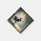 Christmas Hereford Cow In Barn Doorway Servet (Hoek)