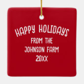 Christmas Hereford Cow With Santa Hat Keramisch Ornament (Achterkant)