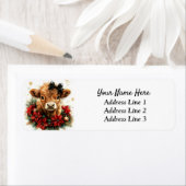 Christmas Highland Calf Retour Adres Label (Insitu)