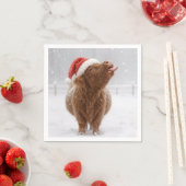 Christmas Highland Cow Catching Snowflakes Servet (Insitu)