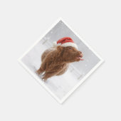 Christmas Highland Cow Catching Snowflakes Servet (Hoek)