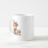 Christmas Highland Cow Cute Heifer Cow Santa Hat M Koffiemok (Voorkant links)