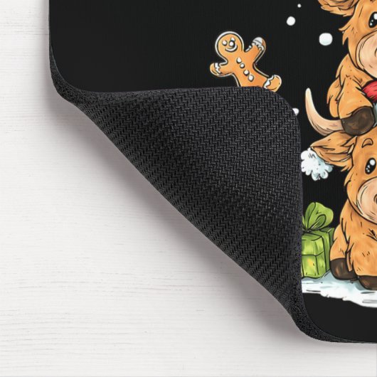 Christmas Highland Cow Cute Heifer Cow Santa Hat M Muismat (Hoek)