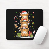 Christmas Highland Cow Cute Heifer Cow Santa Hat M Muismat (Met muis)