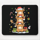 Christmas Highland Cow Cute Heifer Cow Santa Hat M Muismat (Voorkant)