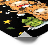 Christmas Highland Cow Cute Heifer Cow Santa Hat M Poster (Hoek)