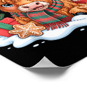 Christmas Highland Cow Cute Heifer Cow Santa Hat M Poster (Hoek)