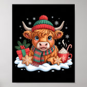 Christmas Highland Cow Cute Heifer Cow Santa Hat M Poster (Voorkant)
