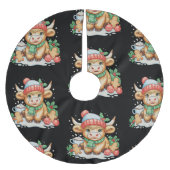Christmas Highland Cow Cute Heifer Mooey Santa Hat Kerstboom Rok (Voorkant)