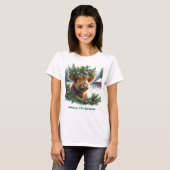 Christmas Highland Cow with Pine T-shirt (Voorkant volledig)
