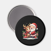 Christmas Highland Cow With Santa Scottish Vintage Magneet (Voorkant / Achterkant)