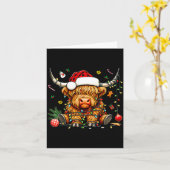 Christmas Highland Cow Xmas Santa Hat Wooly Farm A Kaart (Gele Bloem)