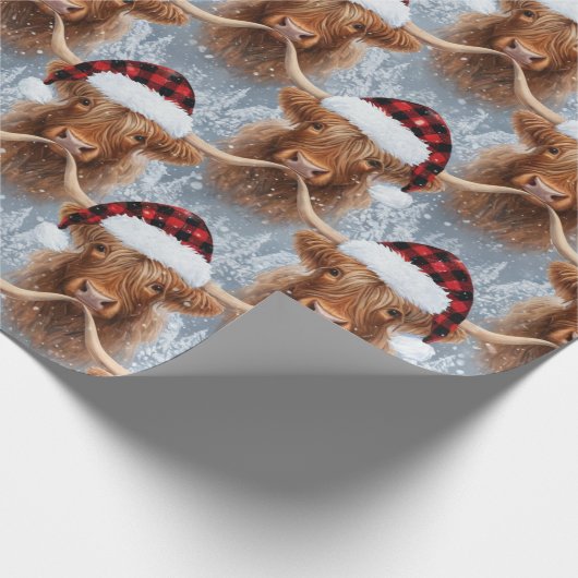 Christmas Highland Cows Wrapping Paper Cadeaupapier (Hoek)