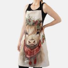 Christmas Highland Koe- All Over Print Schort