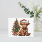 Christmas Highland Koe Briefkaart (Staand voorkant)